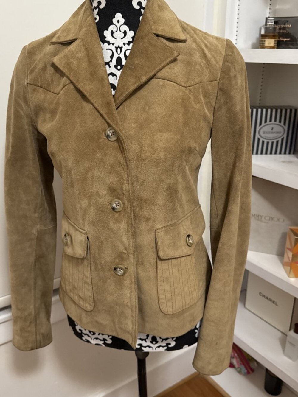 Vintage Banana Republic Suede Leather Moto Jacket Women's XS Pockets Button Up